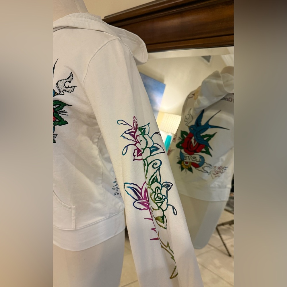 Ed Hardy Love Kills Slowly Heart white Zip-up Hoodie - Picture 4 of 13